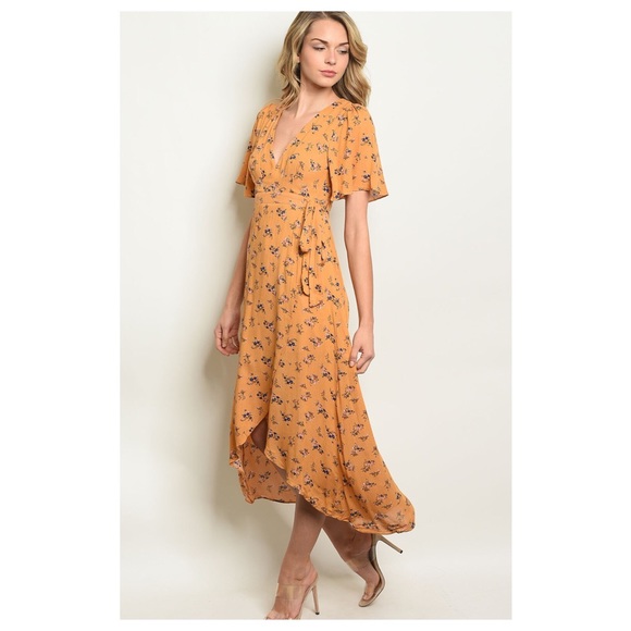 ❤️1DAY SALE ❤️💕Mustard Yellow Wrap Dress💕 - Picture 5 of 6